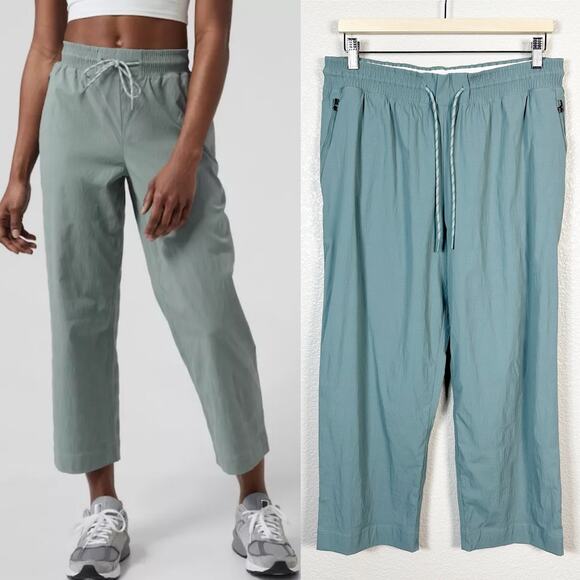 Athleta Womens Trekkie Straight Crop in Minimalist Grey Pant Size 12 - Picture 1 of 9